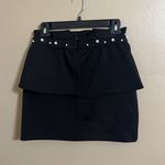 ZARA  Black Slimming Mini Skirt with Pearl Beads Detail Sz S Photo 1