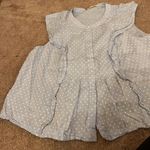 Madewell  swiss dotted ruffle blue & white top size L Photo 5