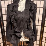 Victorian Steampunk High Low Asymmetric Y2k long sleeve goth Ruffle Jacket shirt Black Size L Photo 1