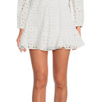 Gianni Bini Katrina Eyelet Mini Dress Cotton Long Sleeve A Line White Medium NWT Photo 0