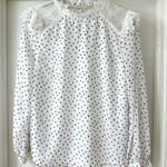 Prómesa Promesa White Lace Victorian Style Blouse w/ Black & Red Polka Dots, Size Medium Photo 0
