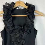CAbi Black Taffeta Ruffle Neck Sleeveless Tank Top #564 XS Photo 3