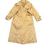 London Towne Vintage Golden Yellow Shimmer Trench Coat Womens Size 8 Long Formal Photo 0