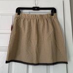 Y2K Gingham Satin Bow Plaid Lace Trim Mini Skirt Tan Size L Photo 5