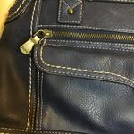boc Navy Blue Leather Satchel Handbag EUC (some flaws); Photo 4