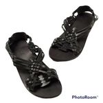 l*space L* Black Leather Cabo Sandals Photo 0