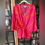 Anthropologie ZOA silk coverup tunic swimsuit beach colorful adjustable kimono dress floral Photo 1