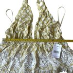 Free People  M Lunch Date‎ Yellow Polka Dot Halter Top Citron Plunge Coquette New Photo 7