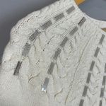 NWT LOFT Sweater Ivory Sequins White Size Small Women FLAWED Holiday‎ Christmas Photo 11