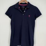 Lilly Pulitzer Short Sleeve Island Polo Shirt Women's S Blue Palm Photo 0