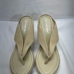 CRYSTAL QUEEN NEW BEIGE WEDGE SANDAL W/WOVEN TRIM SZ 7.5 Photo 1