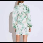 NWT Asymmetrical Hollow Out Print Dresses Long Sle Green Size M Photo 4