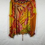 Anthropologie  Blank Orange Pink Floral Puff Sleeve Ruffle Top Photo 5