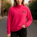 FILA NWT Logo Sherpa 1/4 Zip Pullover Pink Large Photo 0