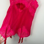 Victoria's Secret Victoria’s Secret Hot Pink Lace Mesh Corset Teddy Sz 36C Garter Straps Cutout Photo 6