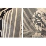 Vintage Neck Scarf Silver Black Floral Art Deco Hand Rolled Hem Korea Co… Photo 11