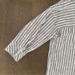 Jason Wu Linen Blend Collared Striped Button Front Shirt in White and Blue Small Photo 7