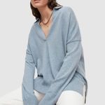 Pullover Collared Long Sleeve Sweater Cashmere Blue Size L Photo 1