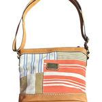 BOC Born Concept Patchwork Stripe Canvas Leather Crossbody Bag Purse Boho Casual Brown Photo 0