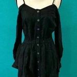 The Kooples  off the shoulder black denim looking button front midi dress Photo 0