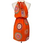 ANTHROPOLOGIE FLOREAT Mandala Halter Neck Wrap Mini Dress Bright Orange Size 2 Photo 7
