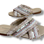 Kaanas  Ibiza Crossover Embellished Beaded Fringe Tan Sandals Size 7 Photo 0