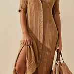 Free People NEW riding waves maxi knit sweater dress in olive green Photo 0
