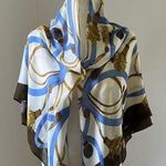Talbots  Cream/Blue/Brown Tassel Print Wrap NWT Photo 0