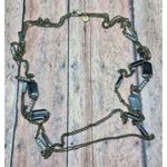 Loft Black & Gray Double Chain Gun Metal, Enamel & Crystal Station Necklace 32" Photo 8