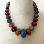 Lucas Lamenth LUC Multicolor Dyed Agate Statement Necklace with Sterling Clasp Photo 0