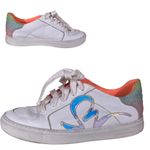 SOPHIA WEBSTER "SWALK IRIDESCENT" WHITE LEATHER PASTEL OMBRE GLITTER SNEAKERS 38 Size 7 Photo 3