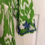 Gretchen Scott Embroidered 3/4 Sleeve Tunic V Neck Dress with pockets Small Green Photo 3