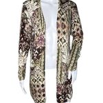 Chico's Sweater Womens Medium 1 Cream Purple Baroque Open Cardigan Office Casual Photo 0