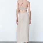ZARA  CUT OUT V-neck Dress w/ Thin Straps Side Slits at Hem Beige SIZE S NEW Photo 4