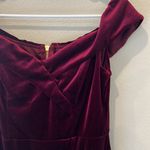 PremierAmour Red Velvet Off the Shoulder dress | Size 10 Photo 3