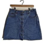Calvin Klein Skirt Womens 11 Denim Button Front High Waist Mini y2k Style retro Photo 0