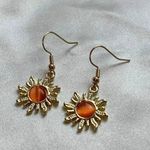 Orange Opal Sunflower Dangle Drop Earrings for Women Gold Photo 2