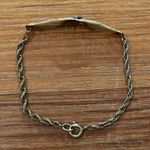Vintage 12K Gold Filled Filigree Bar Rope Chain Bracelet with Center Diamond Photo 3