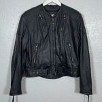 Harley Davidson Women M Black Vented Perforated Leather Jacket 98115 Photo 0