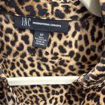 INC International Concepts Satin Leopard Maxi Shirt Dress 0 Petite Brown Photo 3
