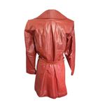 Vintage Dark Orange Leather Longline Trench Coat 70's Chic Size 12 Photo 1