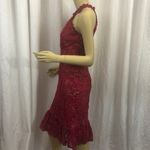 Marchesa Notte Red Sheath Dress with Guipure Lace Size 4 Photo 2