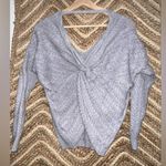JODIFL Women's Light Gray Knit Sweater, Criss Cross Knot Back, Size S Photo 2