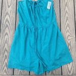 Old Navy NWT Textured O-Ring Halter Romper Size m teal aqua strapless keyhole Photo 2