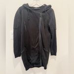 ALL SAINTS Ridley‎ Hoodie Long Sweatshirt Zip Front Black size 6 Photo 2