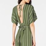 Sage The Label Striped Cropped Jumpsuit — Olive Green — White Stripe — XSmall Photo 2