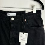 ZARA NWT  Black Denim Straight Leg Jeans Sz 8 High Rise Photo 6