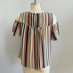 Monteau Los Angeles Cold Shoulder Striped Top- Size Medium Photo 4