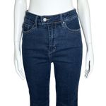 Judy Blue  High Rise Flare Medium Dark Wash Jeans Tummy Control Raw Hem Sz 7 28 Photo 9
