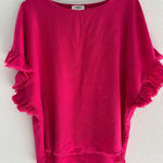 Umgee Top Womens Large Pink Fringe Boxy Lagenlook Boho Oversized Lightweight Photo 0